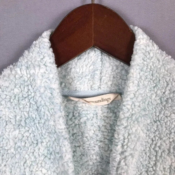 Soft Surroundings Cozy Up Cardi Cardigan Medium M Fleece Pockets Snap Front Blue - Picture 4 of 15